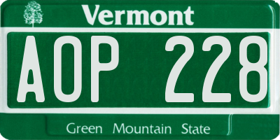 VT license plate AOP228