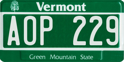 VT license plate AOP229