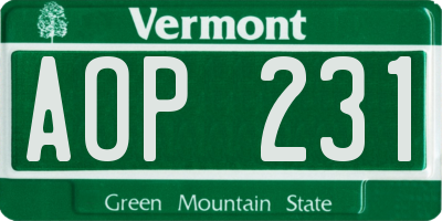 VT license plate AOP231