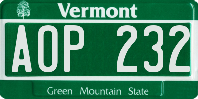 VT license plate AOP232