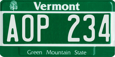 VT license plate AOP234