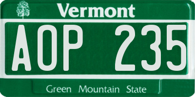 VT license plate AOP235