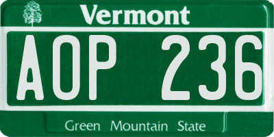 VT license plate AOP236