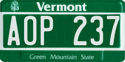 VT license plate AOP237