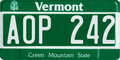 VT license plate AOP242