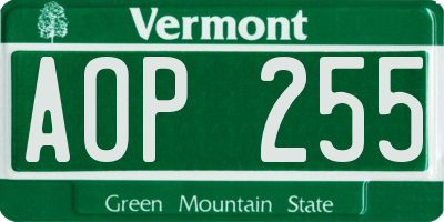 VT license plate AOP255