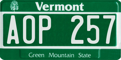 VT license plate AOP257