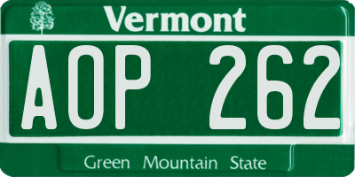 VT license plate AOP262