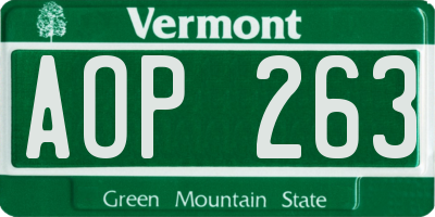 VT license plate AOP263