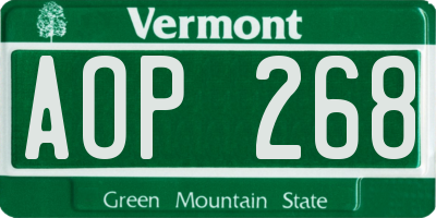 VT license plate AOP268