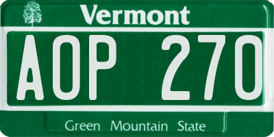 VT license plate AOP270
