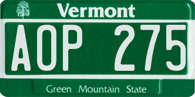VT license plate AOP275