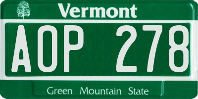 VT license plate AOP278