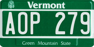 VT license plate AOP279