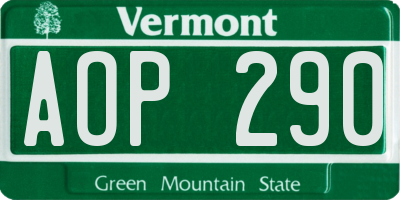 VT license plate AOP290