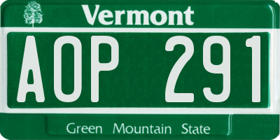 VT license plate AOP291