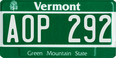 VT license plate AOP292