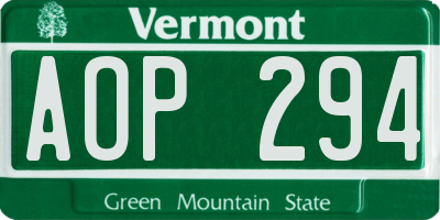 VT license plate AOP294