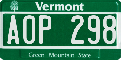VT license plate AOP298