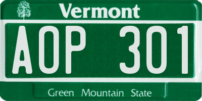 VT license plate AOP301