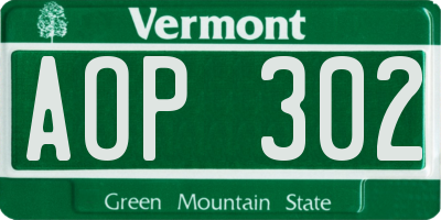 VT license plate AOP302