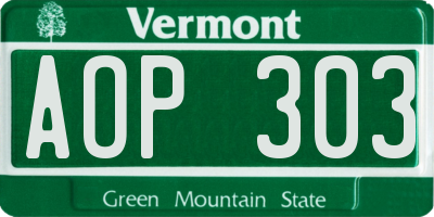 VT license plate AOP303