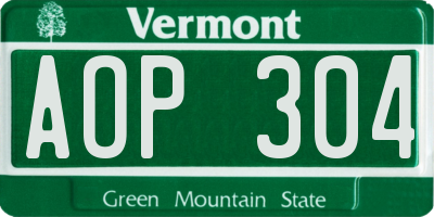 VT license plate AOP304
