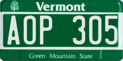 VT license plate AOP305