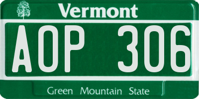 VT license plate AOP306