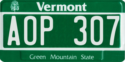 VT license plate AOP307