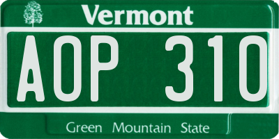VT license plate AOP310