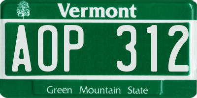 VT license plate AOP312