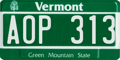 VT license plate AOP313
