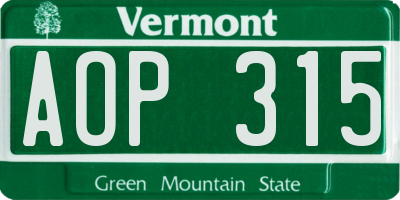 VT license plate AOP315