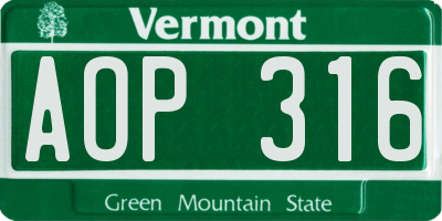 VT license plate AOP316