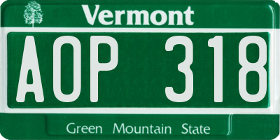 VT license plate AOP318