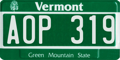 VT license plate AOP319