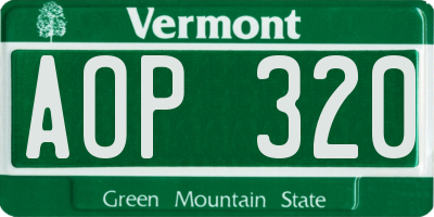 VT license plate AOP320