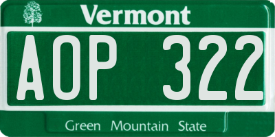 VT license plate AOP322