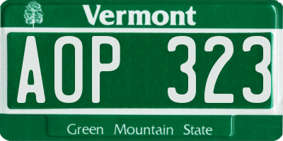 VT license plate AOP323