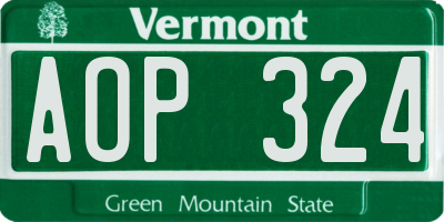 VT license plate AOP324