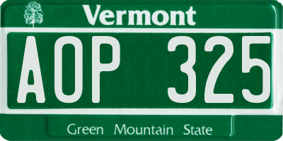 VT license plate AOP325