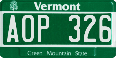 VT license plate AOP326