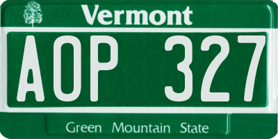 VT license plate AOP327