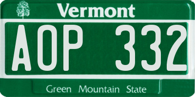 VT license plate AOP332