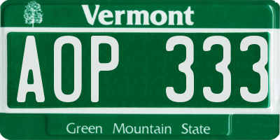 VT license plate AOP333