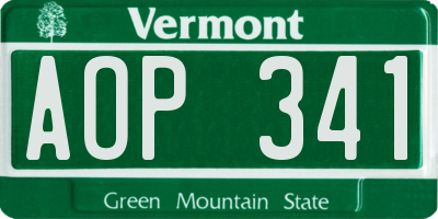 VT license plate AOP341