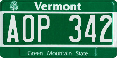 VT license plate AOP342
