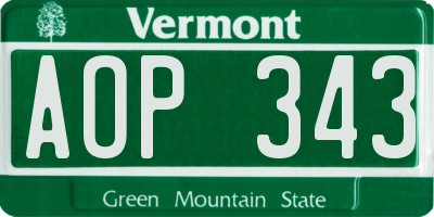 VT license plate AOP343