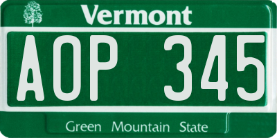 VT license plate AOP345
